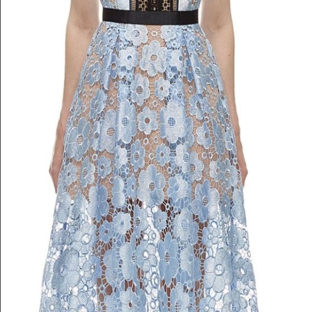 Self-Portrait sheer guipure lace midi dress - Picture 2 of 5